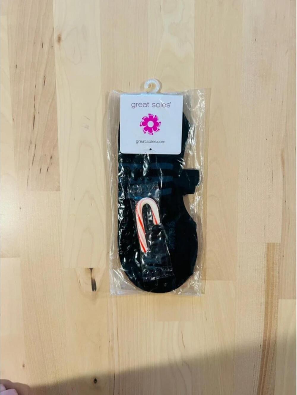 NWT Great Soles Ballet Grip Socks Black & Grey Striped - Yoga Pilates Barre